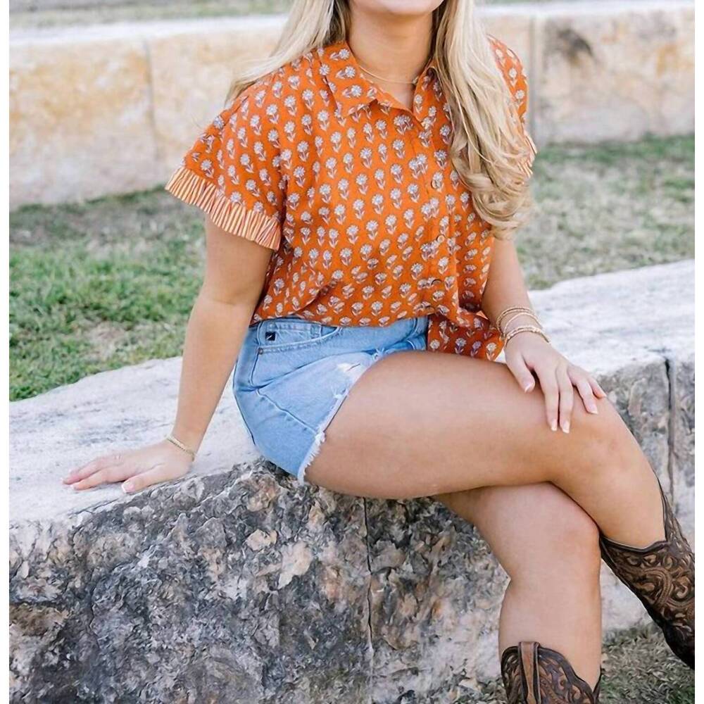 NEW LAYERZ CLOTHING stevie short sleeve top in burnt orange